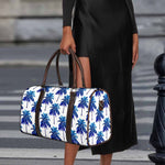 Blue Palm Tree Pattern Print Duffle Bag