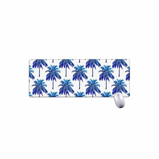 Blue Palm Tree Pattern Print Extended Mouse Pad