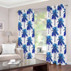 Blue Palm Tree Pattern Print Extra Wide Grommet Curtains
