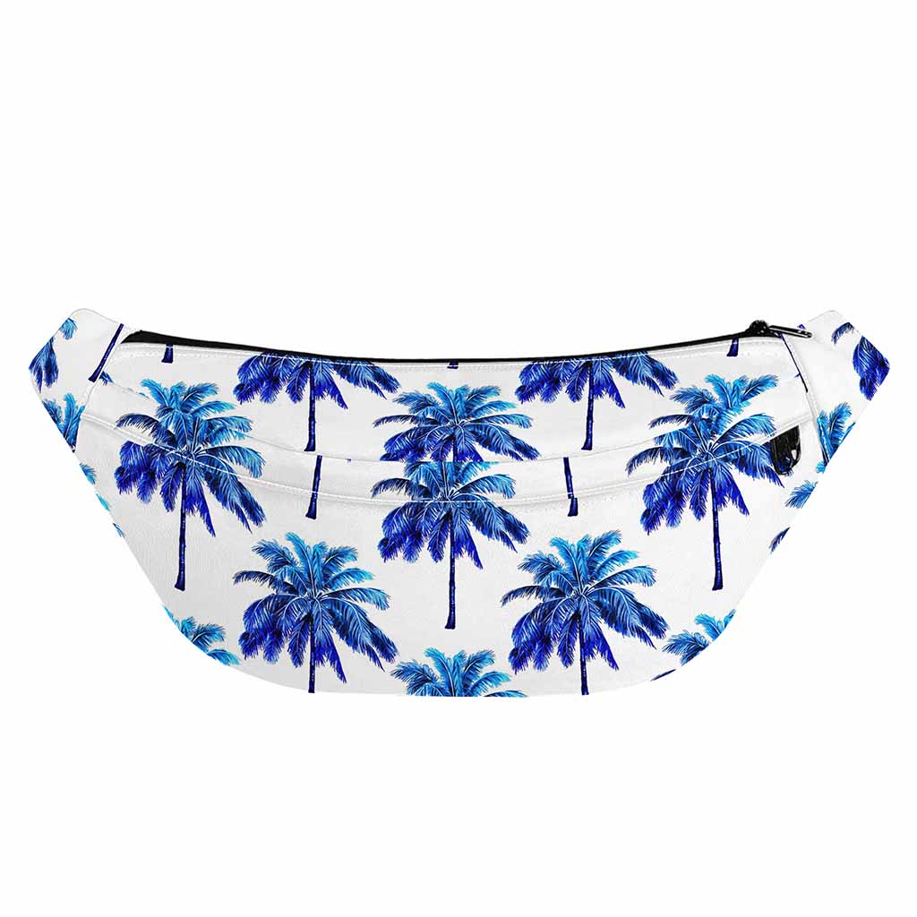 Blue Palm Tree Pattern Print Fanny Pack