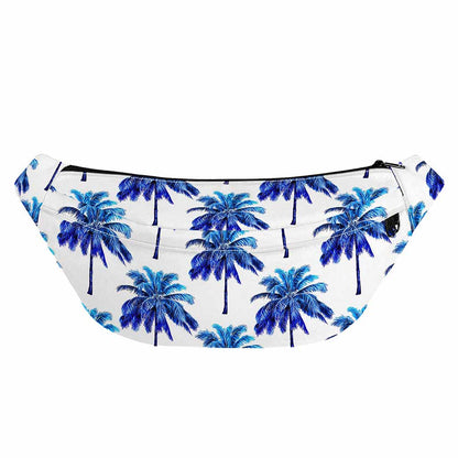 Blue Palm Tree Pattern Print Fanny Pack