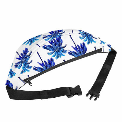 Blue Palm Tree Pattern Print Fanny Pack