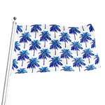 Blue Palm Tree Pattern Print Flag