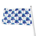 Blue Palm Tree Pattern Print Flag