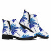 Blue Palm Tree Pattern Print Flat Ankle Boots