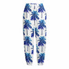 Blue Palm Tree Pattern Print Fleece Lined Knit Pants