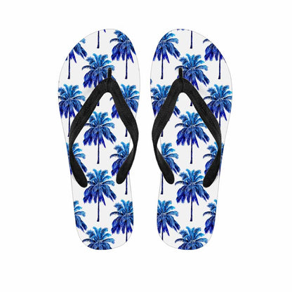 Blue Palm Tree Pattern Print Flip Flops