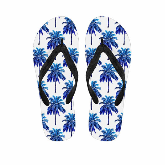 Blue Palm Tree Pattern Print Flip Flops