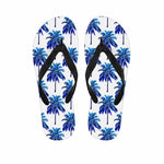 Blue Palm Tree Pattern Print Flip Flops