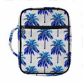 Blue Palm Tree Pattern Print Front Pocket Bible Bag