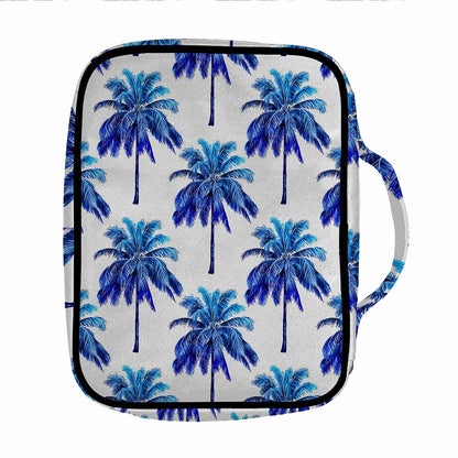 Blue Palm Tree Pattern Print Front Pocket Bible Bag