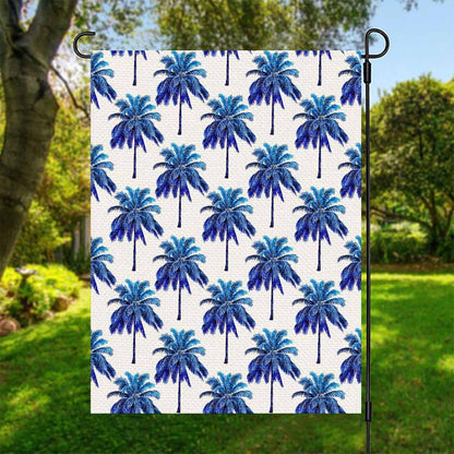 Blue Palm Tree Pattern Print Garden Flag