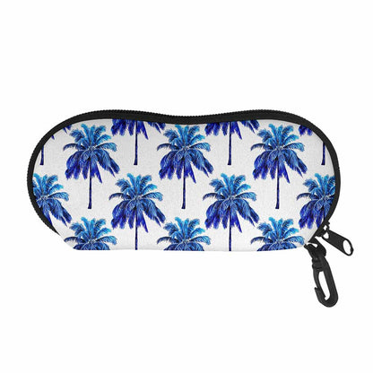 Blue Palm Tree Pattern Print Glasses Case