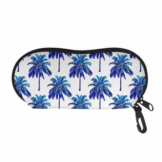 Blue Palm Tree Pattern Print Glasses Case