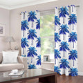 Blue Palm Tree Pattern Print Grommet Curtains