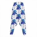 Blue Palm Tree Pattern Print Hammer Pants