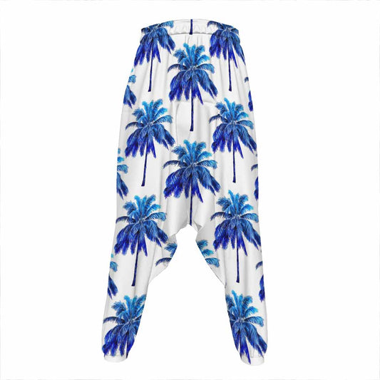 Blue Palm Tree Pattern Print Hammer Pants