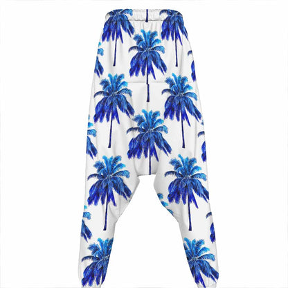 Blue Palm Tree Pattern Print Hammer Pants