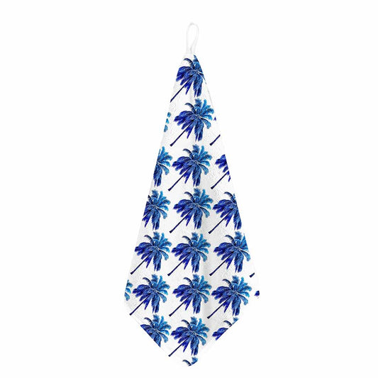 Blue Palm Tree Pattern Print Hand Towel
