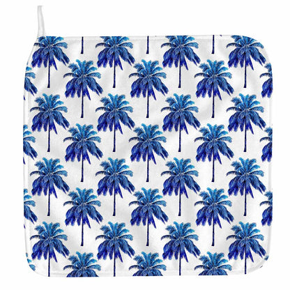 Blue Palm Tree Pattern Print Hand Towel