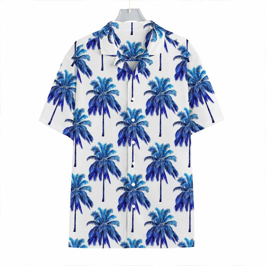 Blue Palm Tree Pattern Print Hawaiian Shirt