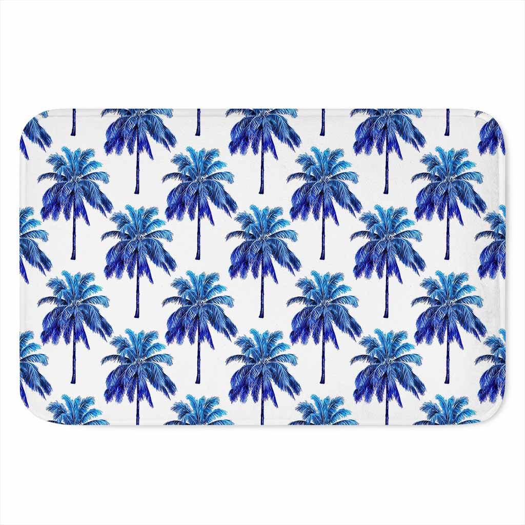 Blue Palm Tree Pattern Print Indoor Door Mat
