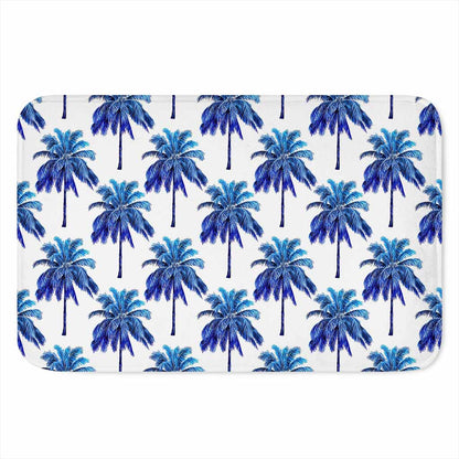 Blue Palm Tree Pattern Print Indoor Door Mat