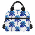 Blue Palm Tree Pattern Print Insulated Lunch Bag
