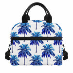Blue Palm Tree Pattern Print Insulated Lunch Bag