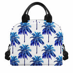 Blue Palm Tree Pattern Print Insulated Lunch Bag