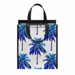 Blue Palm Tree Pattern Print Insulated Lunch Tote