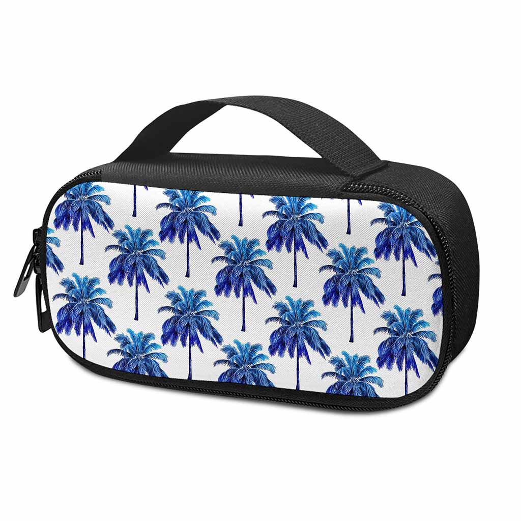 Blue Palm Tree Pattern Print Insulin Cooler Travel Case