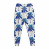 Blue Palm Tree Pattern Print Jogger Pants