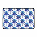 Blue Palm Tree Pattern Print Kitchen Mat