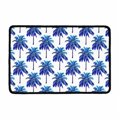 Blue Palm Tree Pattern Print Kitchen Mat