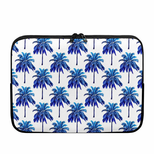Blue Palm Tree Pattern Print Laptop Sleeve