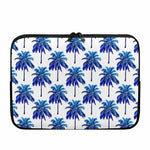 Blue Palm Tree Pattern Print Laptop Sleeve