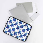 Blue Palm Tree Pattern Print Laptop Sleeve