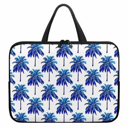Blue Palm Tree Pattern Print Laptop Sleeve With Handle