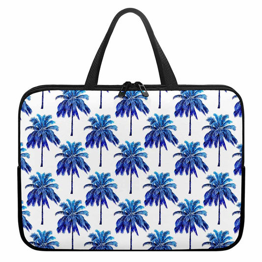 Blue Palm Tree Pattern Print Laptop Sleeve With Handle