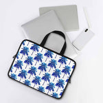 Blue Palm Tree Pattern Print Laptop Sleeve With Handle