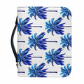 Blue Palm Tree Pattern Print Leather Bible Cover