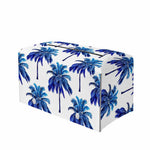 Blue Palm Tree Pattern Print Leather Tissue Box Cover
