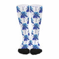 Blue Palm Tree Pattern Print Long Socks