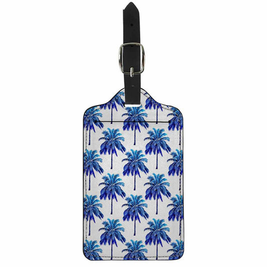 Blue Palm Tree Pattern Print Luggage Tag