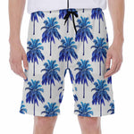 Blue Palm Tree Pattern Print Men's Beach Shorts