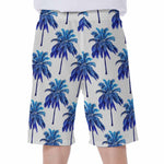 Blue Palm Tree Pattern Print Men's Beach Shorts