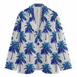 Blue Palm Tree Pattern Print Men's Blazer