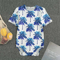 Blue Palm Tree Pattern Print Men's Bodysuit