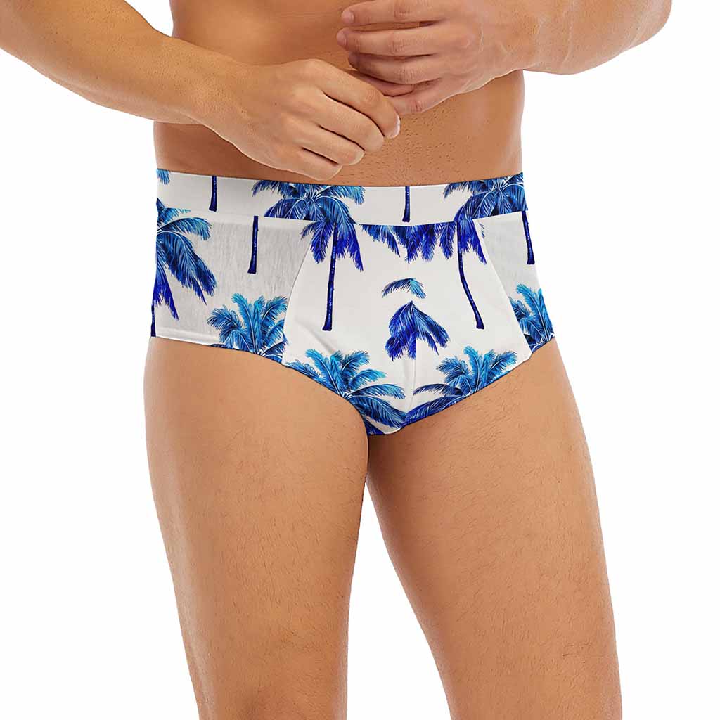 Blue Palm Tree Pattern Print Men's Briefs
